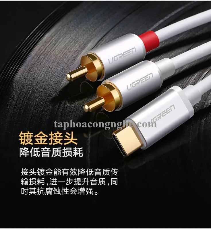 Ugreen 30737 3M màu trắng Dây chuyển đổi USB-C sang 2RCA có chipset AV145 30030737